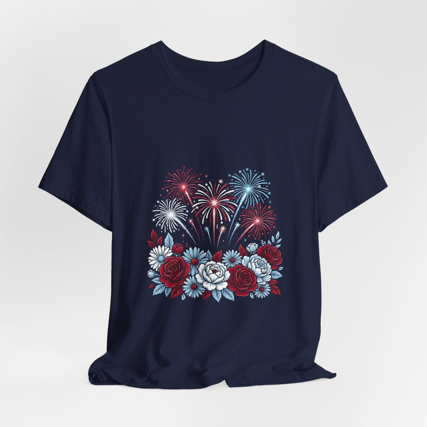Faith & Freedom Floral Fireworks T-Shirt | Patriotic, Vintage Americana