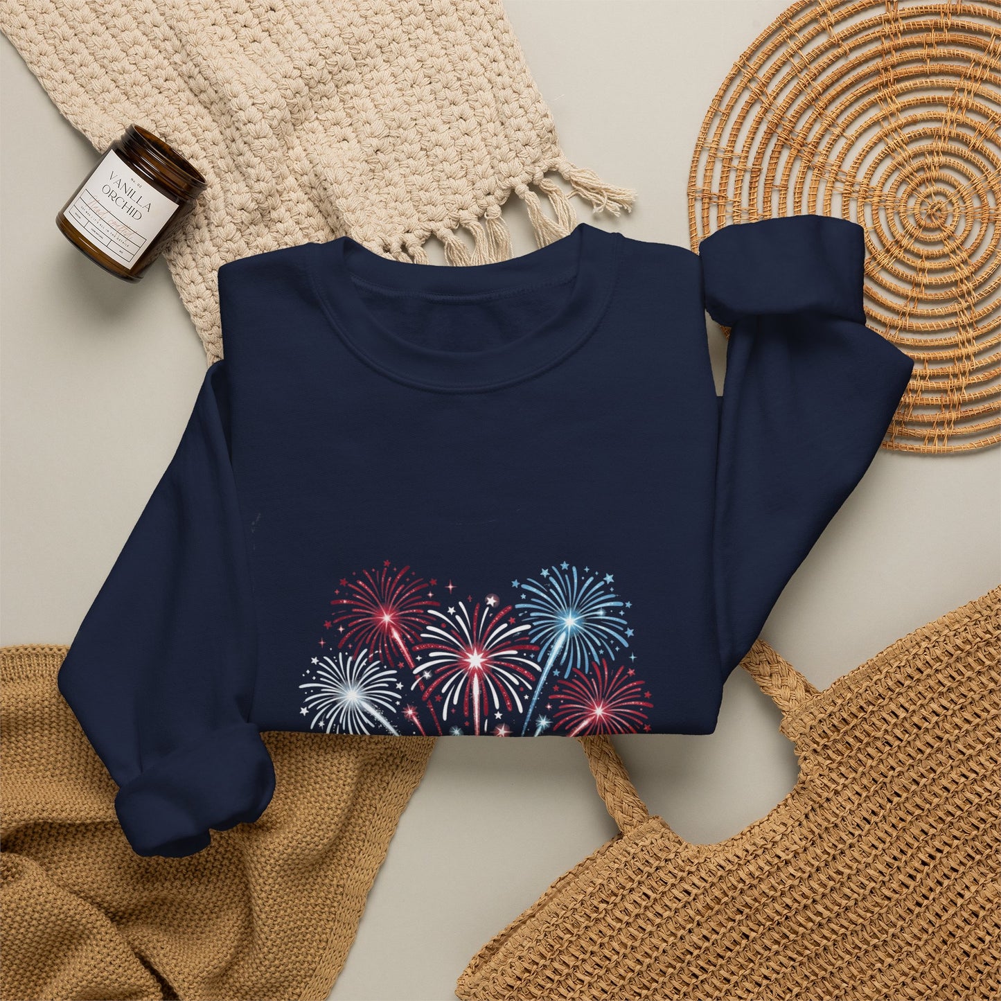 Faith & Freedom Floral Fireworks Sweatshirt | Patriotic vintage Americana