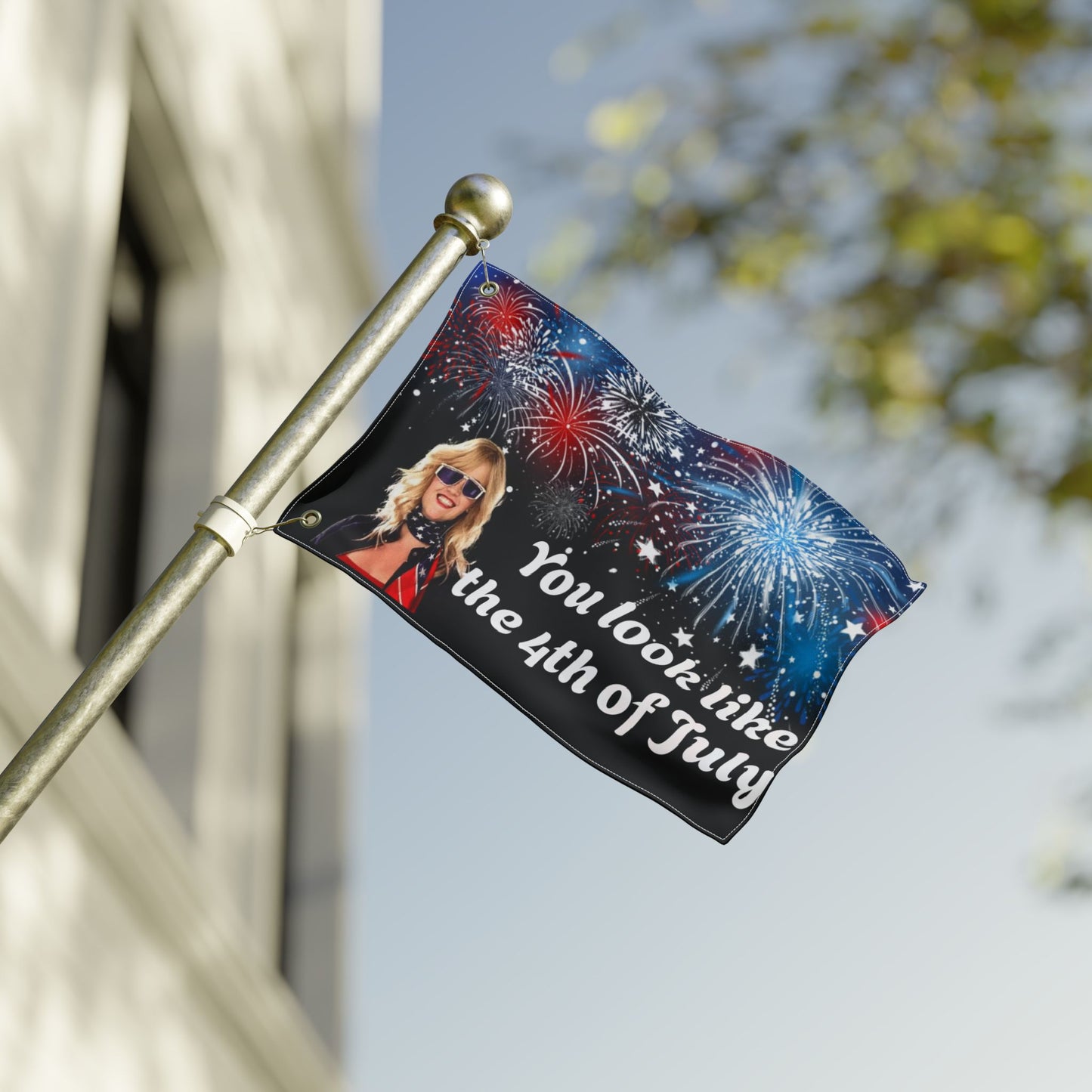 4th of July Fireworks Double-Sided Flag – "You Look Like the 4th of July"