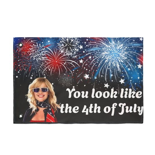 4th of July Fireworks Double-Sided Flag ā "You Look Like the 4th of July"