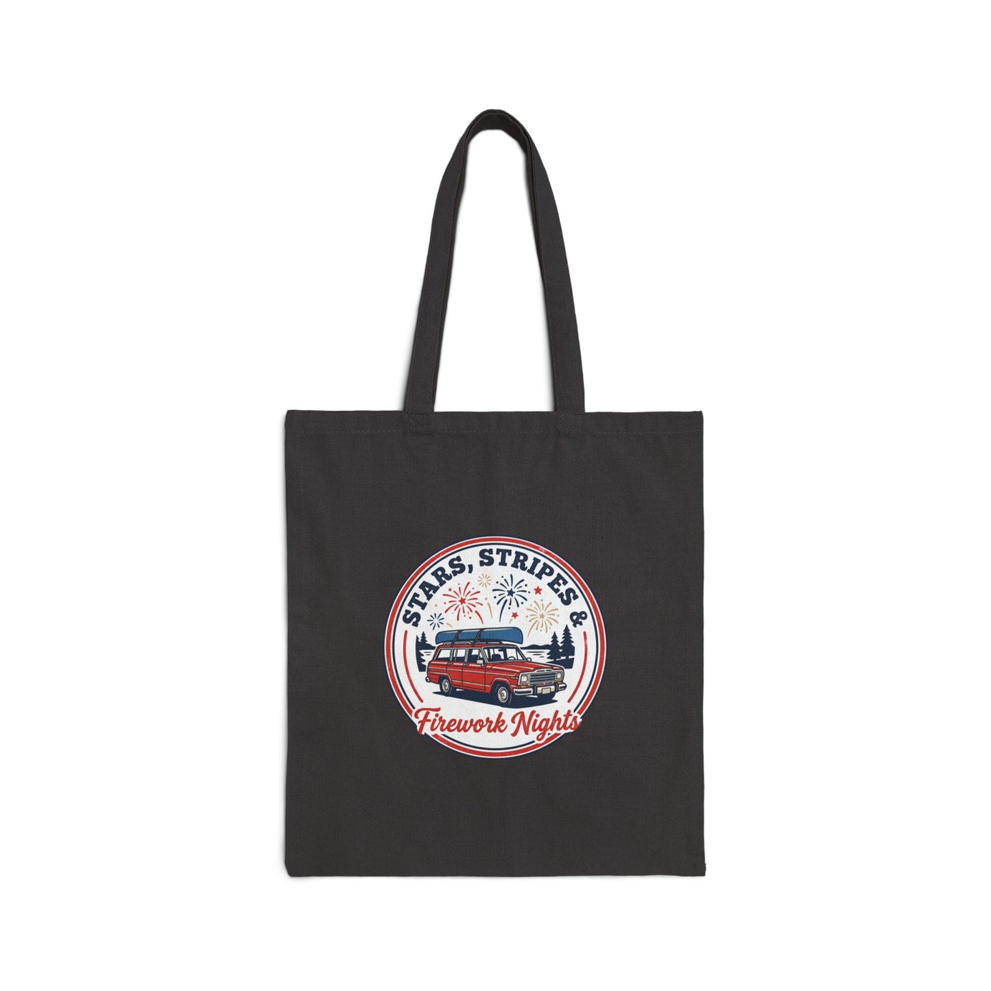 Stars Stripes & Fireworks Canvas Tote | vintage USA, Americana