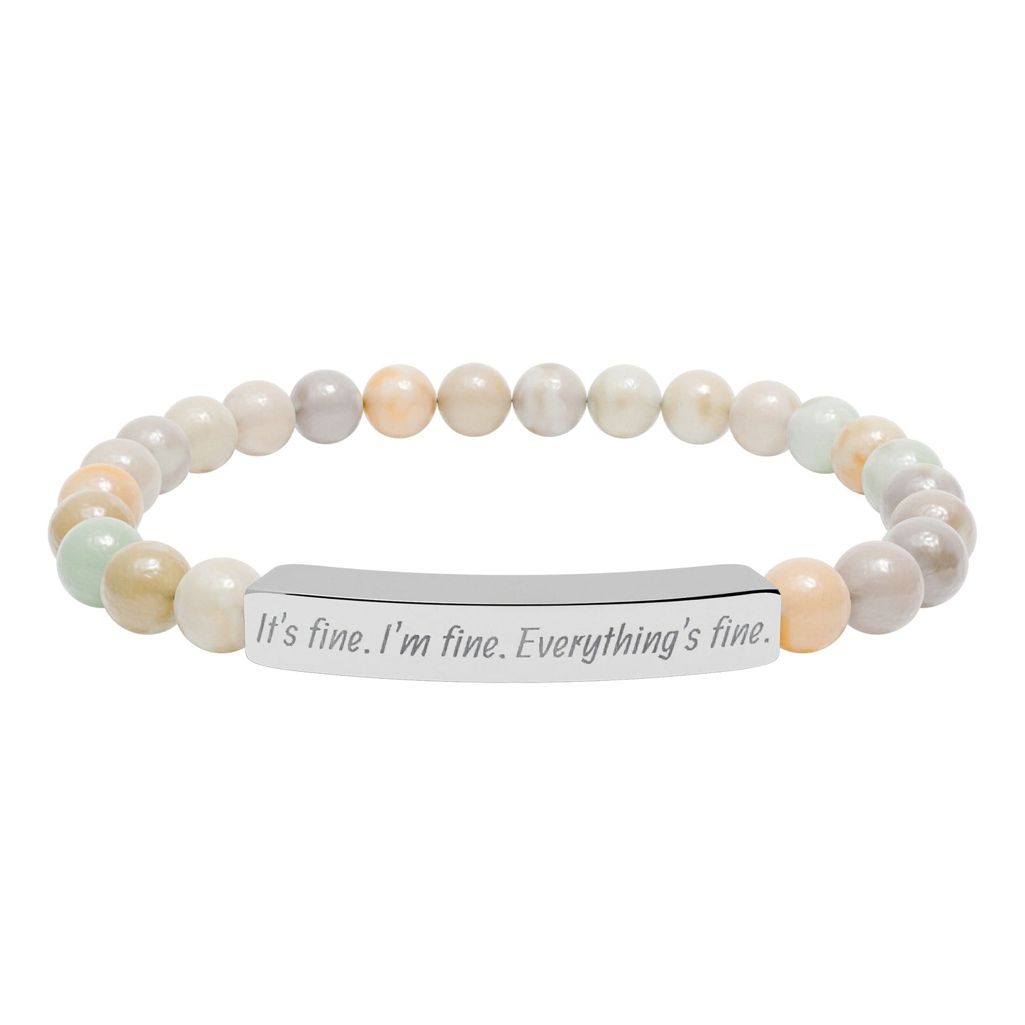 Natural Stone Stretch Bar Bracelet (Engraving)