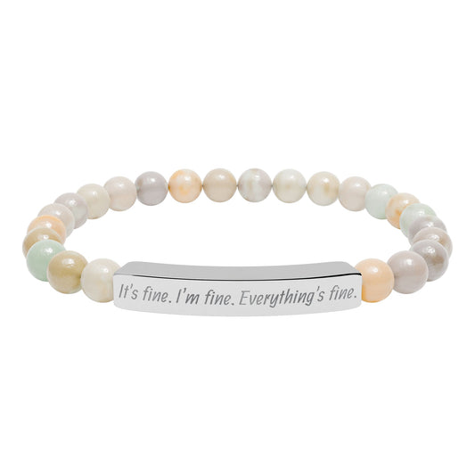 Natural Stone Stretch Bar Bracelet (Engraving)