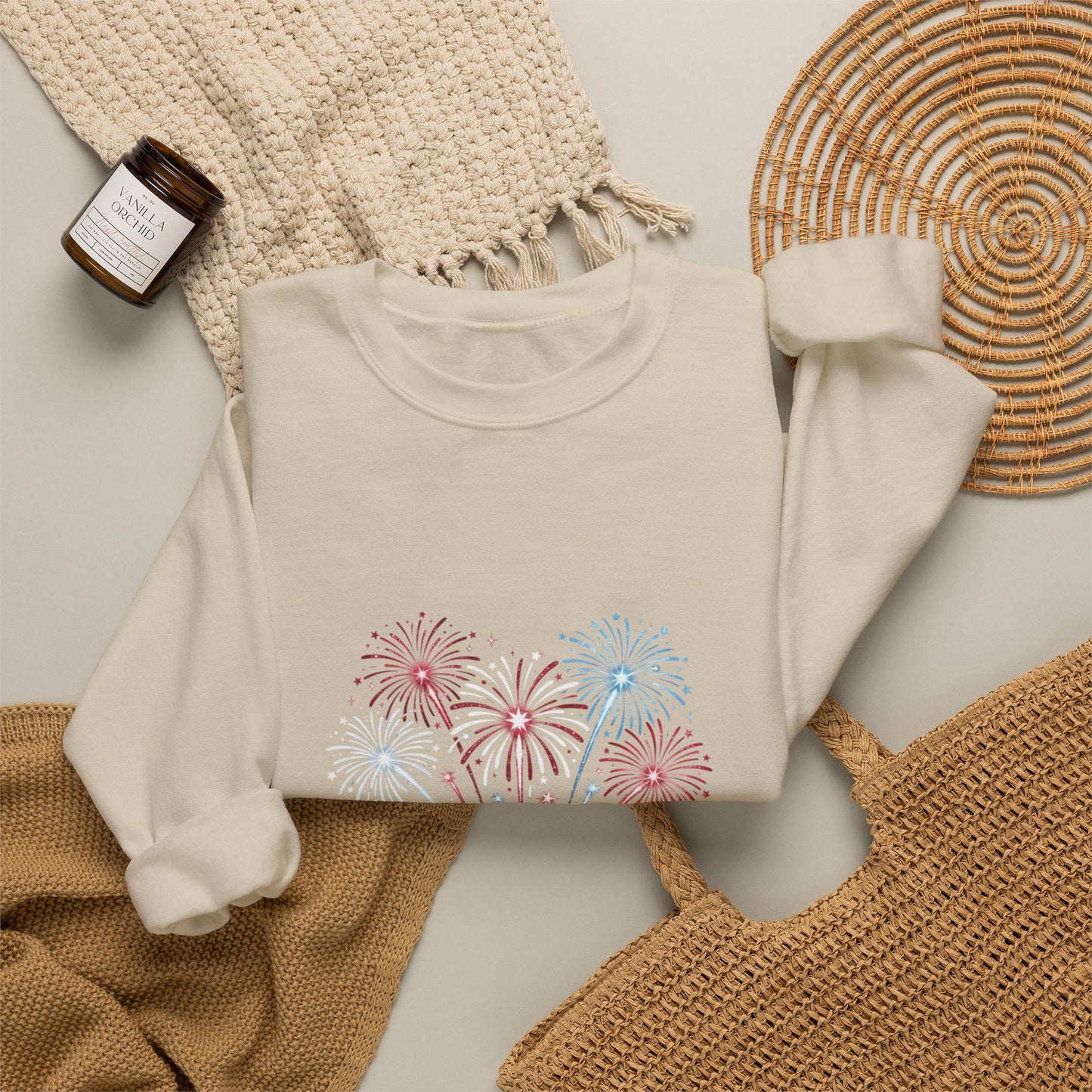 Faith & Freedom Floral Fireworks Sweatshirt | Patriotic vintage Americana