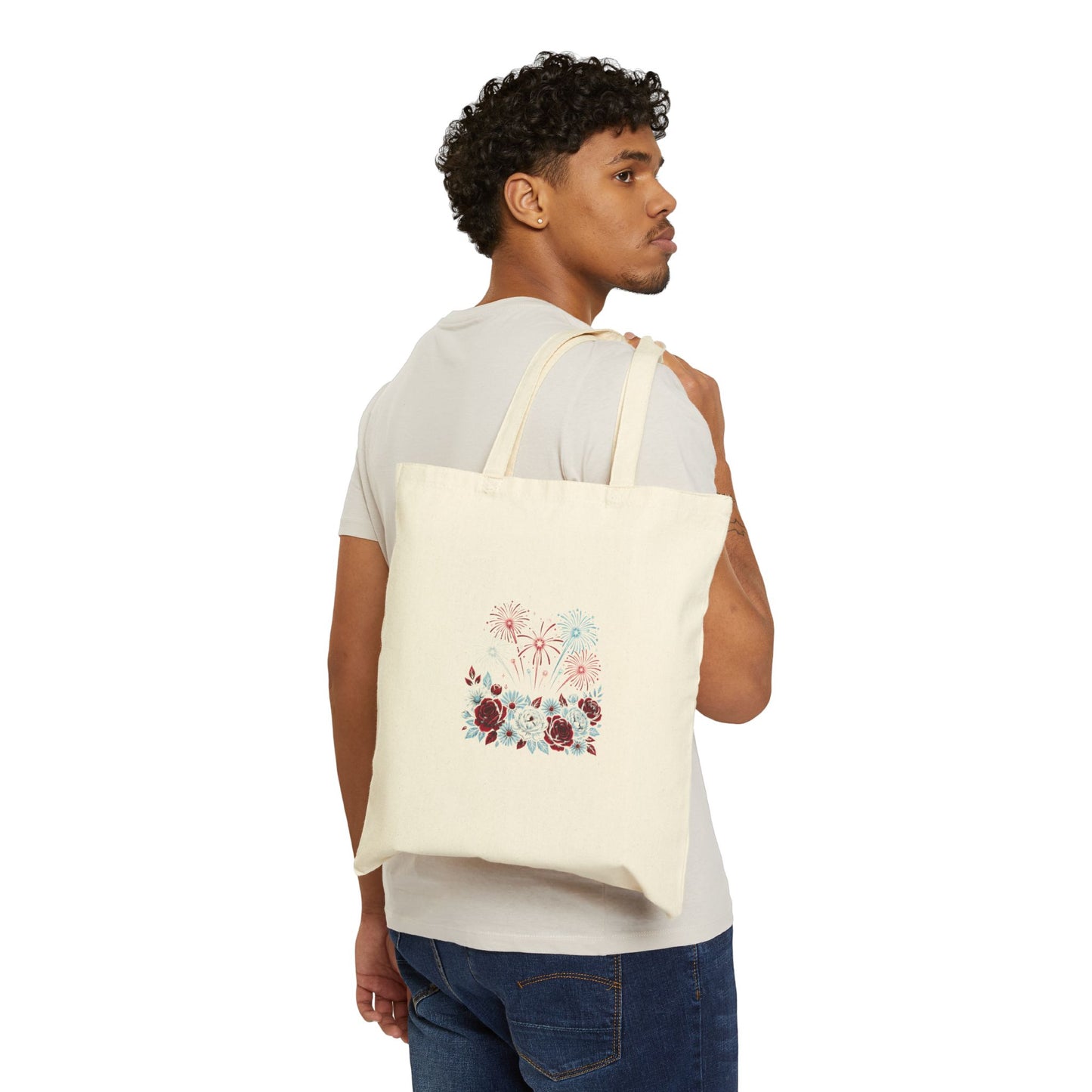 Faith & Freedom Floral Tote, patriotic vintage Americana, July 4th