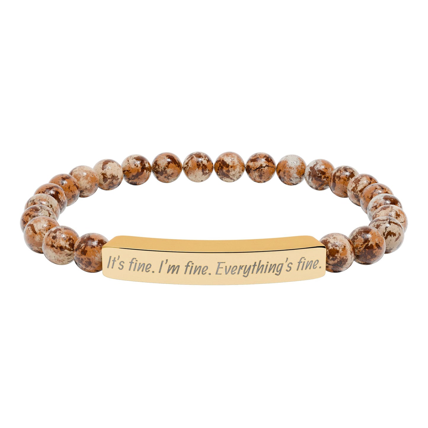 Natural Stone Stretch Bar Bracelet (Engraving)