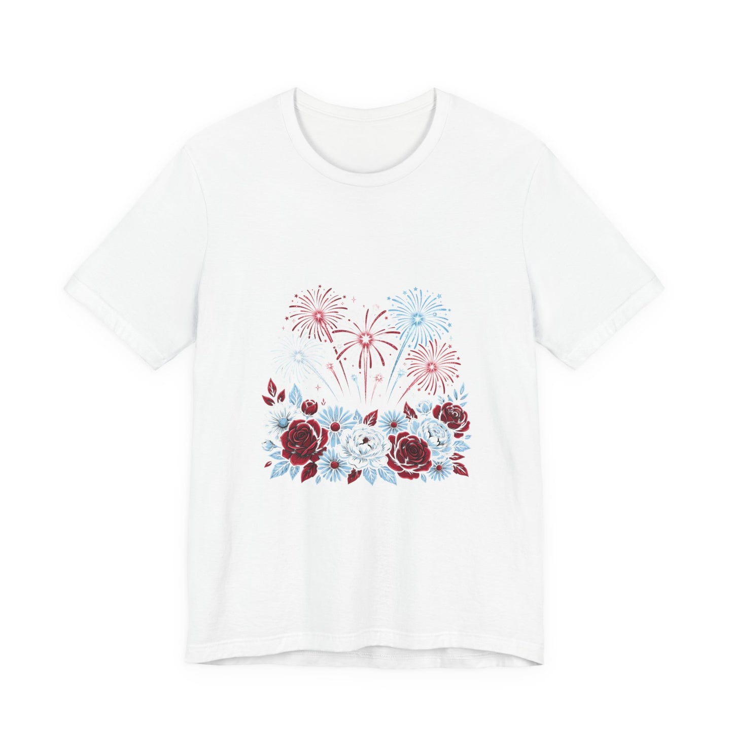 Faith & Freedom Floral Fireworks T-Shirt | Patriotic, Vintage Americana