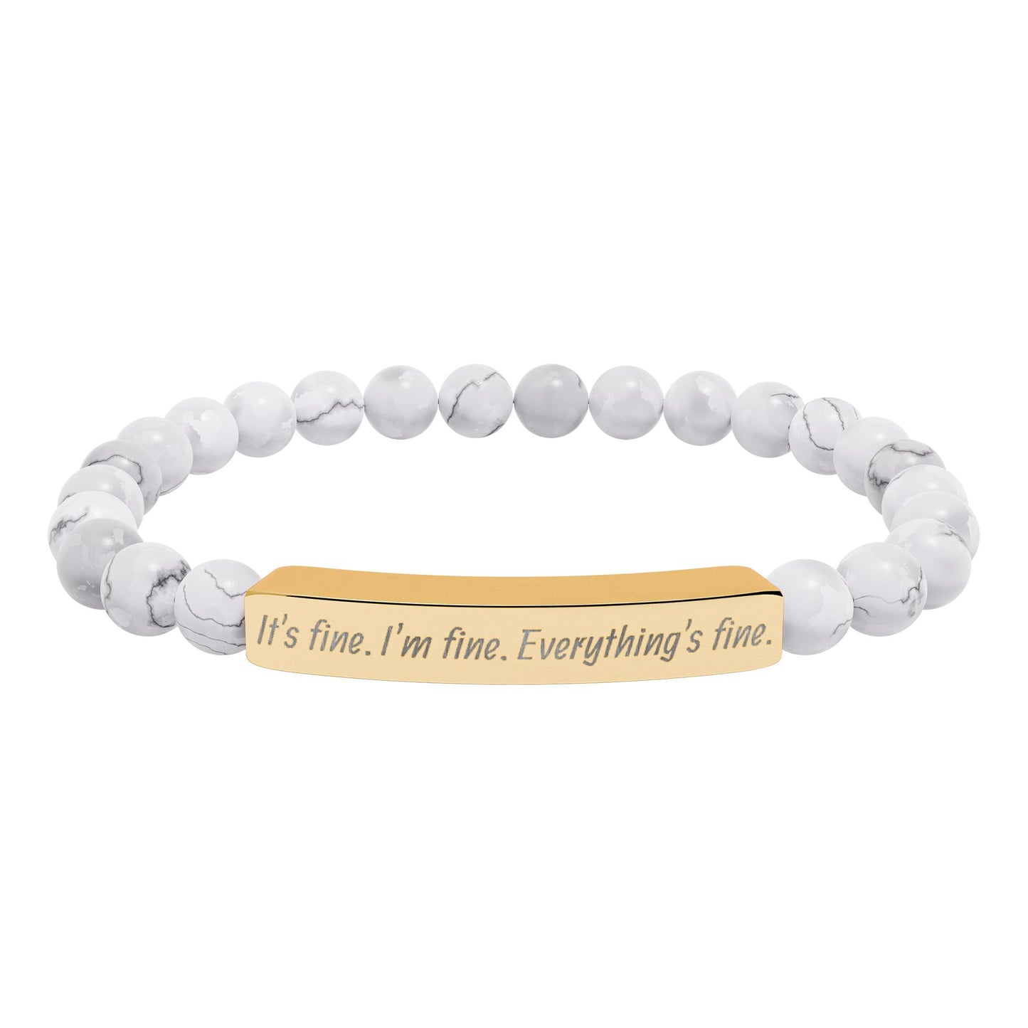 Natural Stone Stretch Bar Bracelet (Engraving)