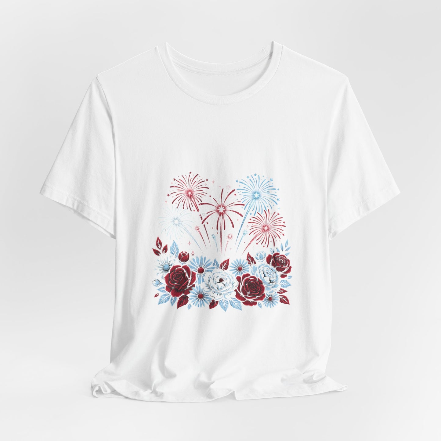 Faith & Freedom Floral Fireworks T-Shirt | Patriotic, Vintage Americana