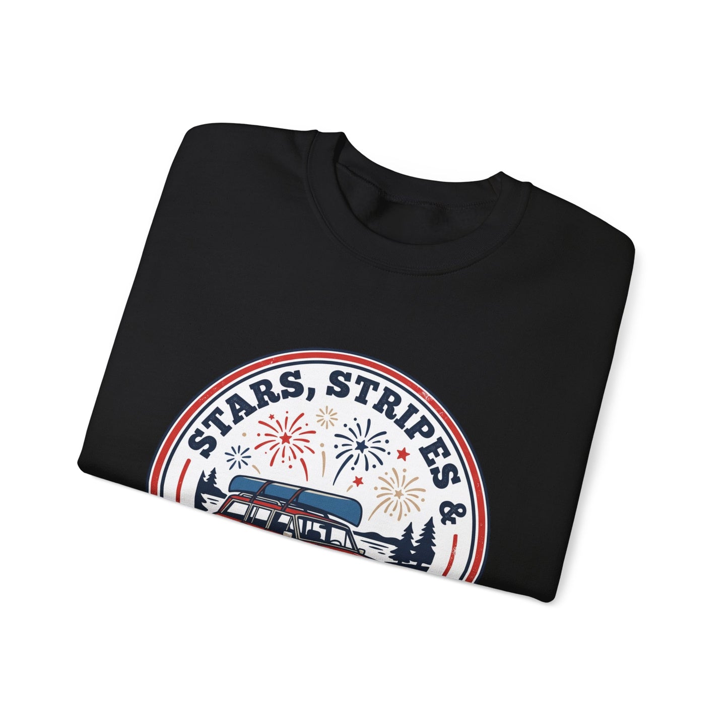 Firework Nights Crewneck Sweatshirt | vintage USA, red white blue Americana