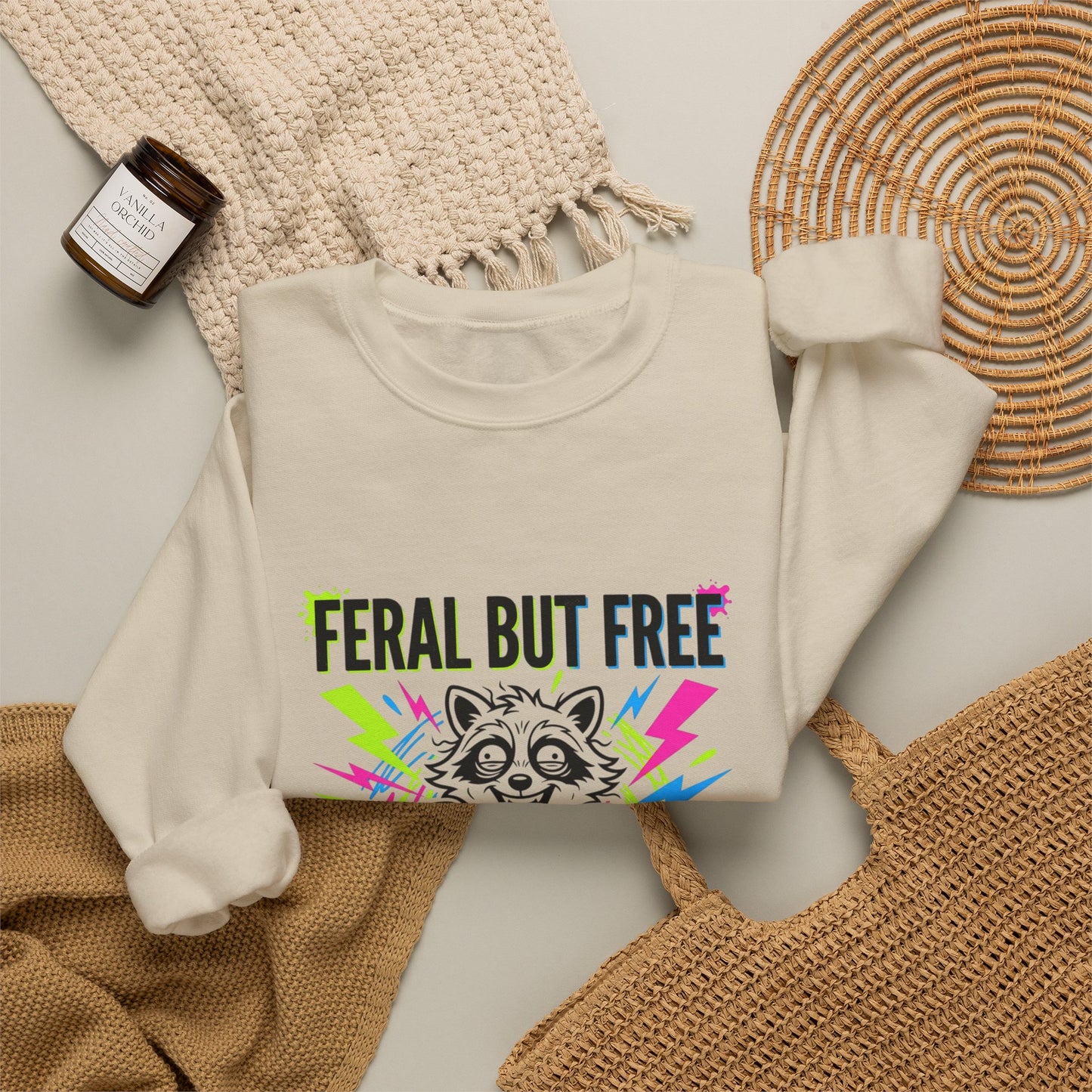 Feral But Free Crewneck Sweatshirt | chaotic, millennial burnout