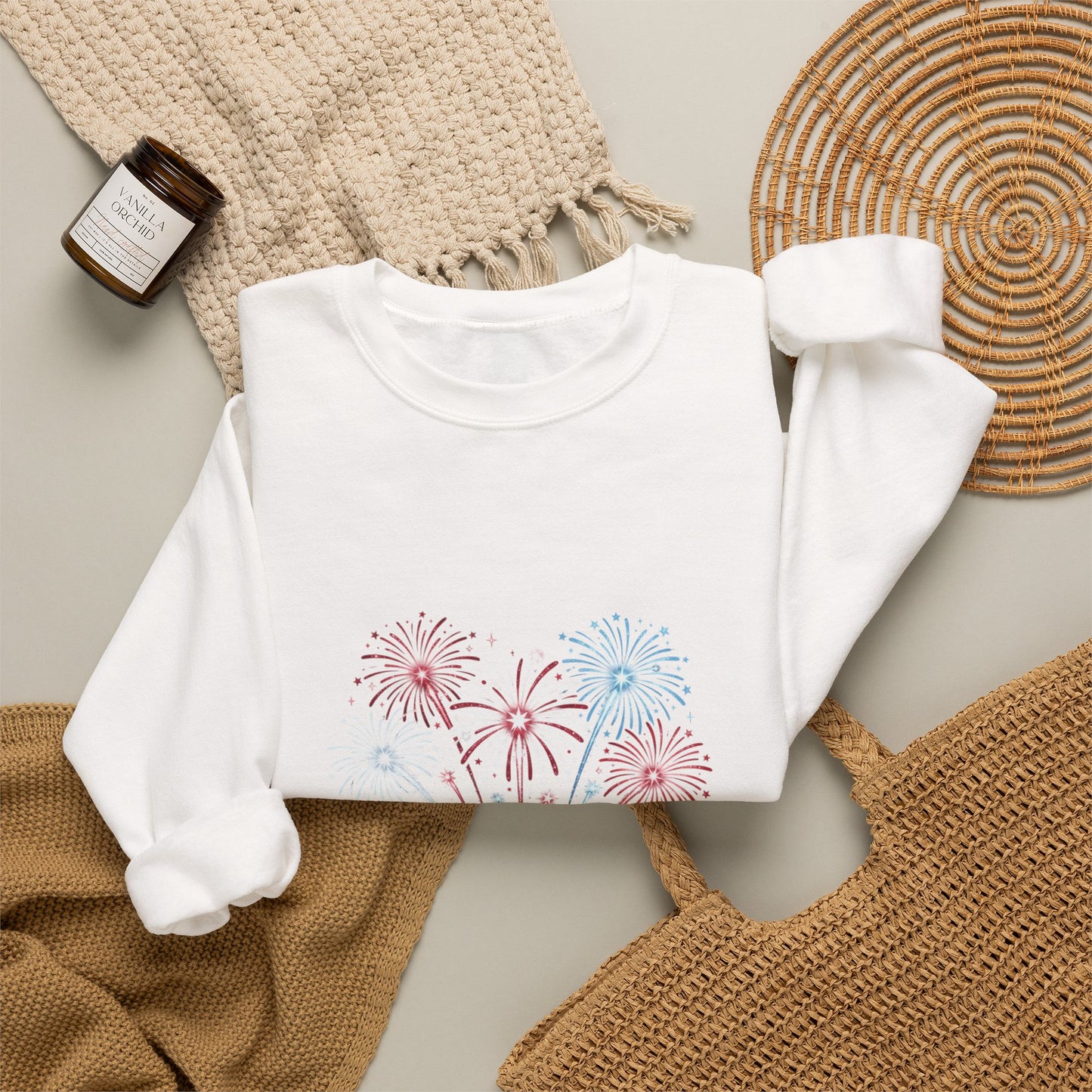 Faith & Freedom Floral Fireworks Sweatshirt | Patriotic vintage Americana