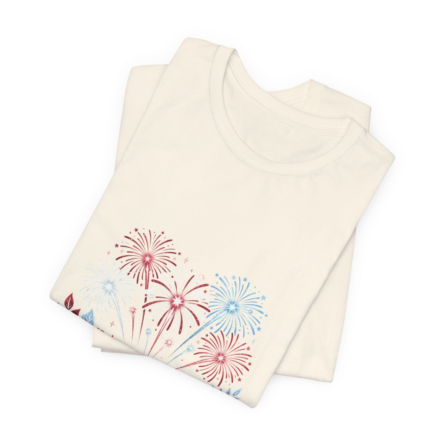 Faith & Freedom Floral Fireworks T-Shirt | Patriotic, Vintage Americana
