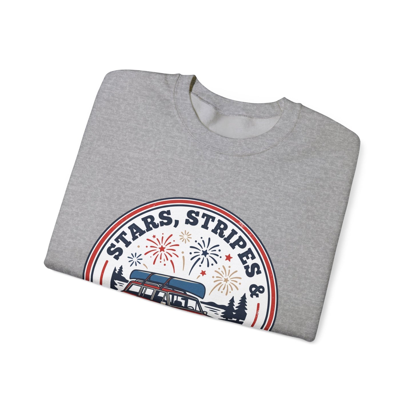 Firework Nights Crewneck Sweatshirt | vintage USA, red white blue Americana