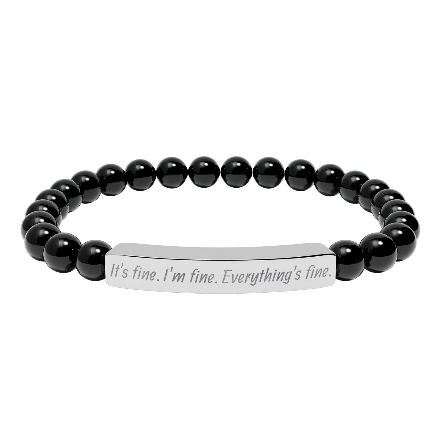 Natural Stone Stretch Bar Bracelet (Engraving)