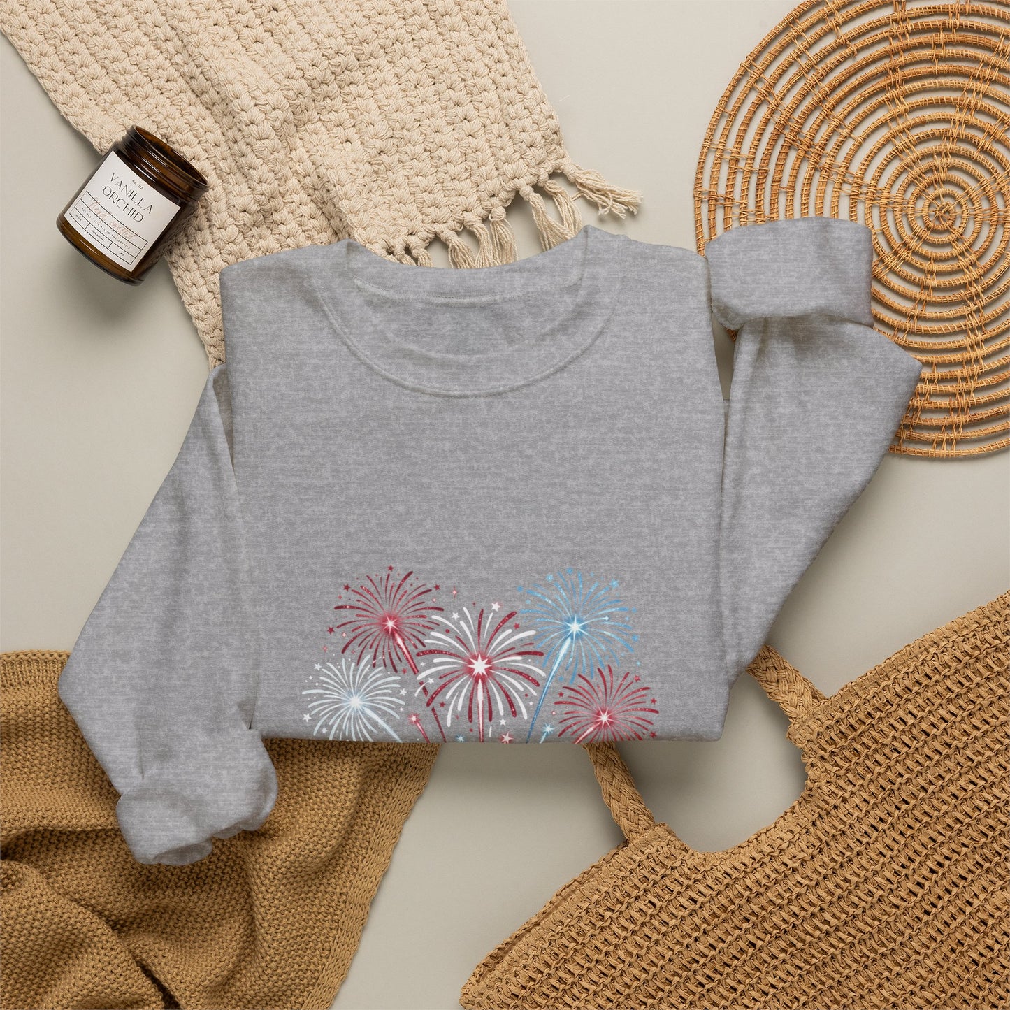 Faith & Freedom Floral Fireworks Sweatshirt | Patriotic vintage Americana