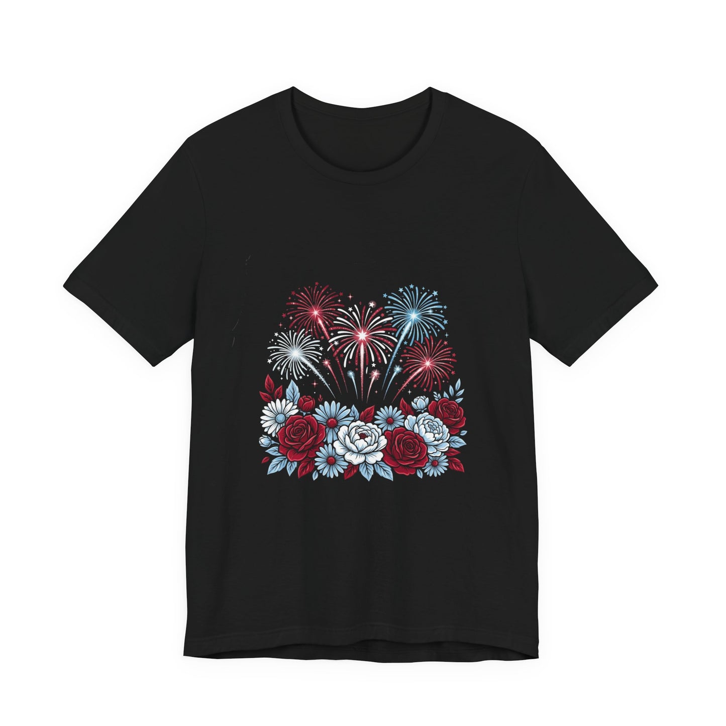Faith & Freedom Floral Fireworks T-Shirt | Patriotic, Vintage Americana