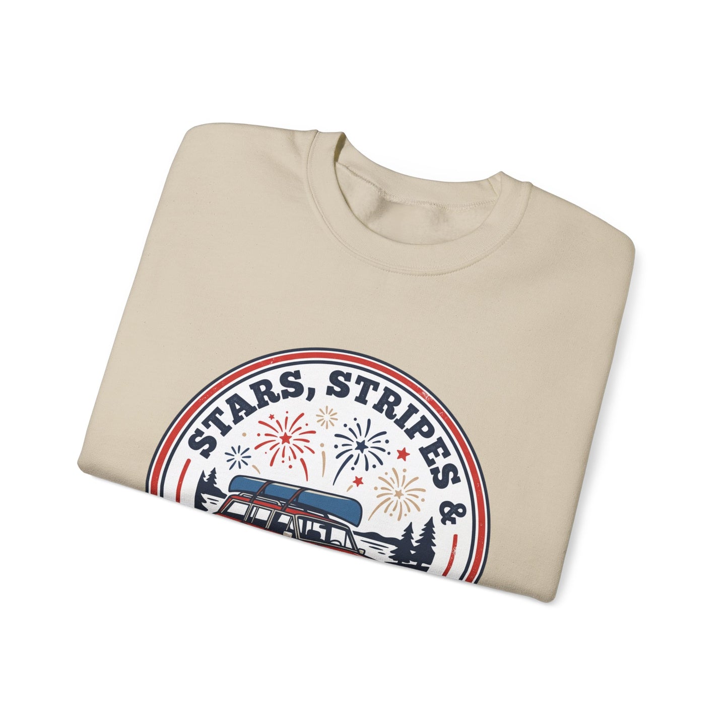 Firework Nights Crewneck Sweatshirt | vintage USA, red white blue Americana