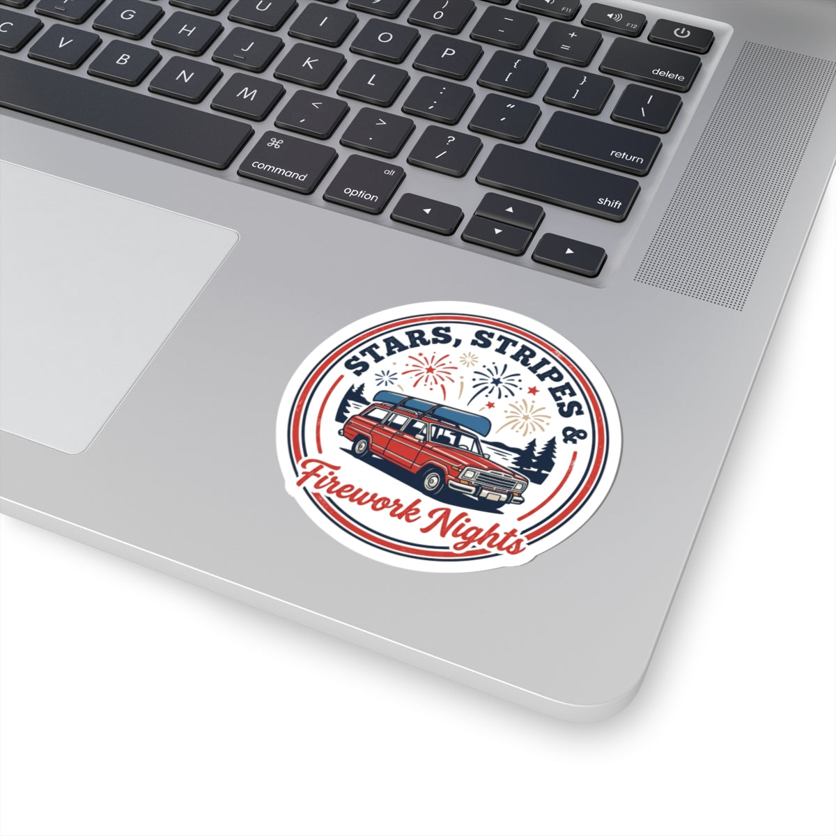 Stars, Stripes & Firework Nights Sticker | vintage Americana, red white blue