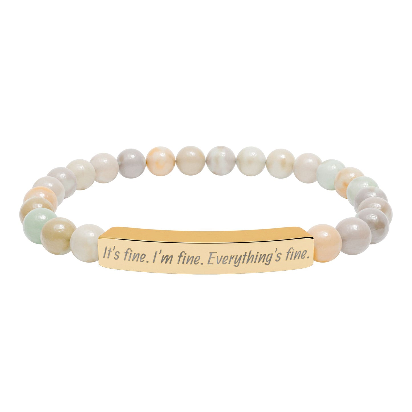 Natural Stone Stretch Bar Bracelet (Engraving)