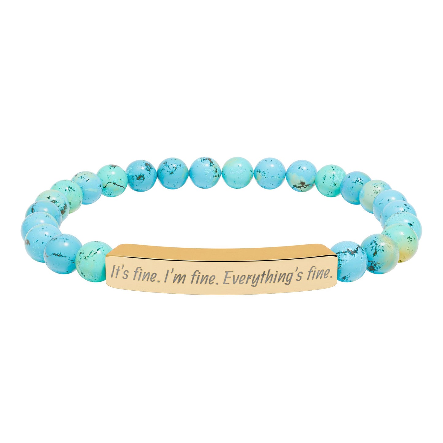 Natural Stone Stretch Bar Bracelet (Engraving)
