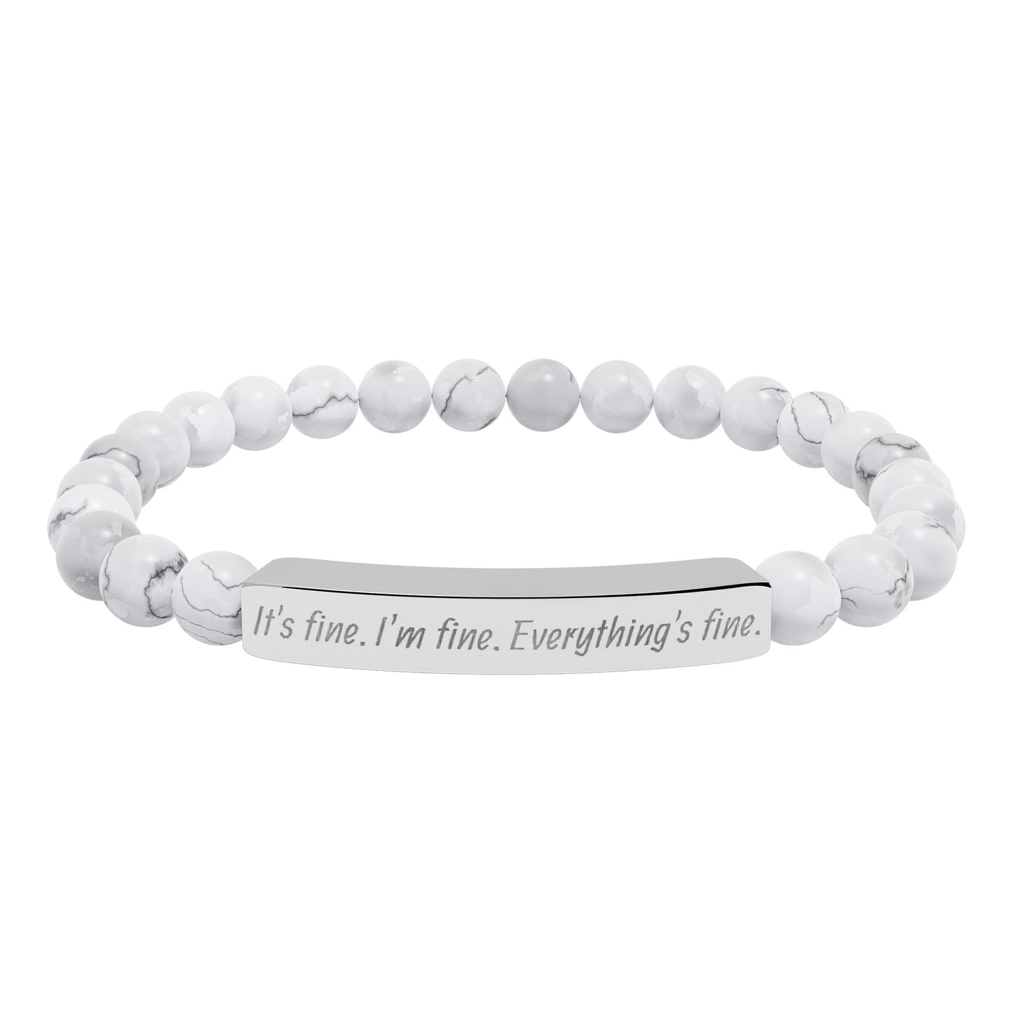 Natural Stone Stretch Bar Bracelet (Engraving)