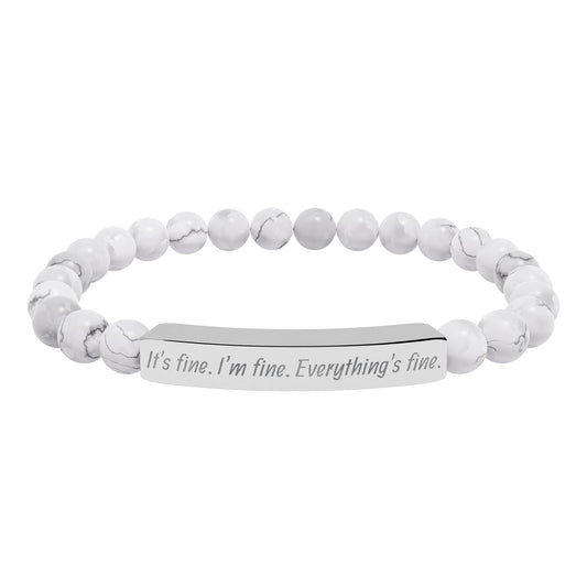 Natural Stone Stretch Bar Bracelet (Engraving)
