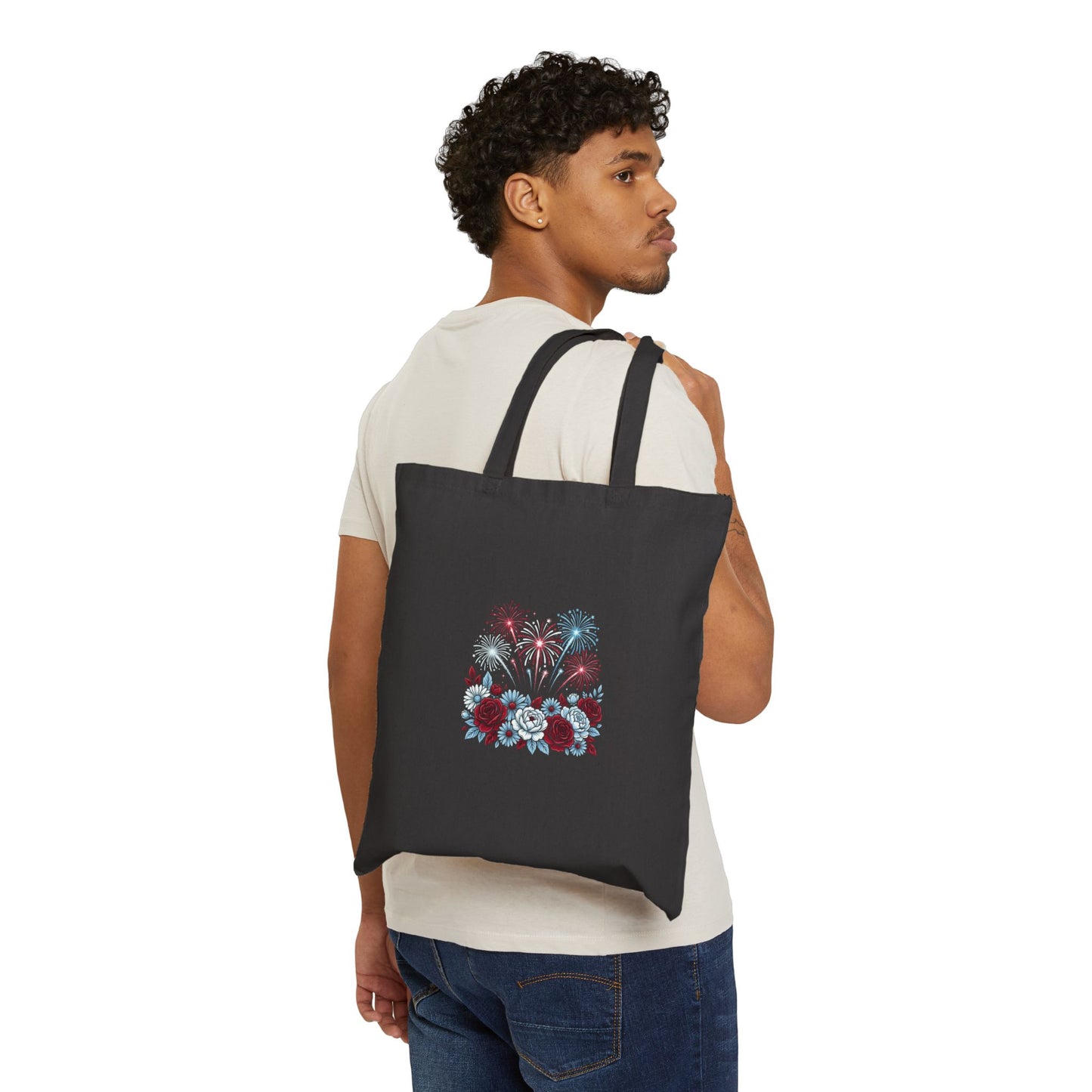 Faith & Freedom Floral Tote, patriotic vintage Americana, July 4th