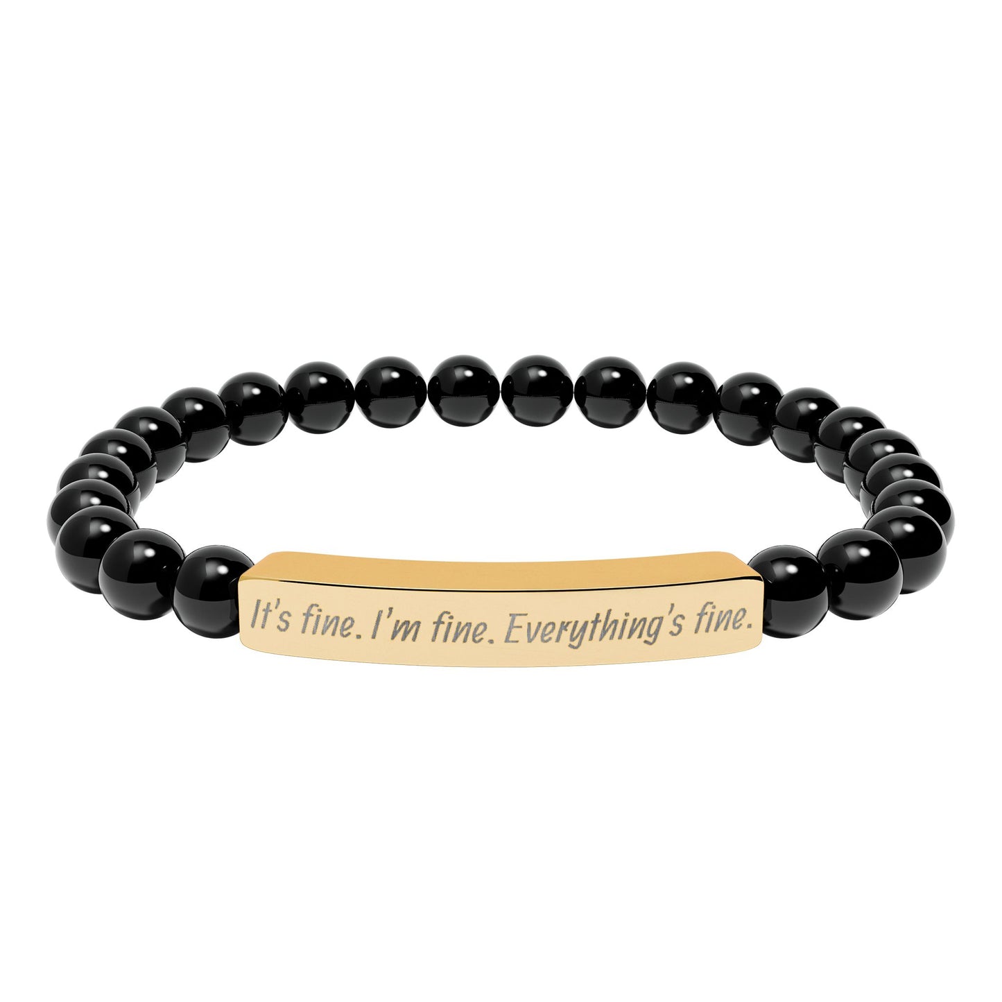 Natural Stone Stretch Bar Bracelet (Engraving)