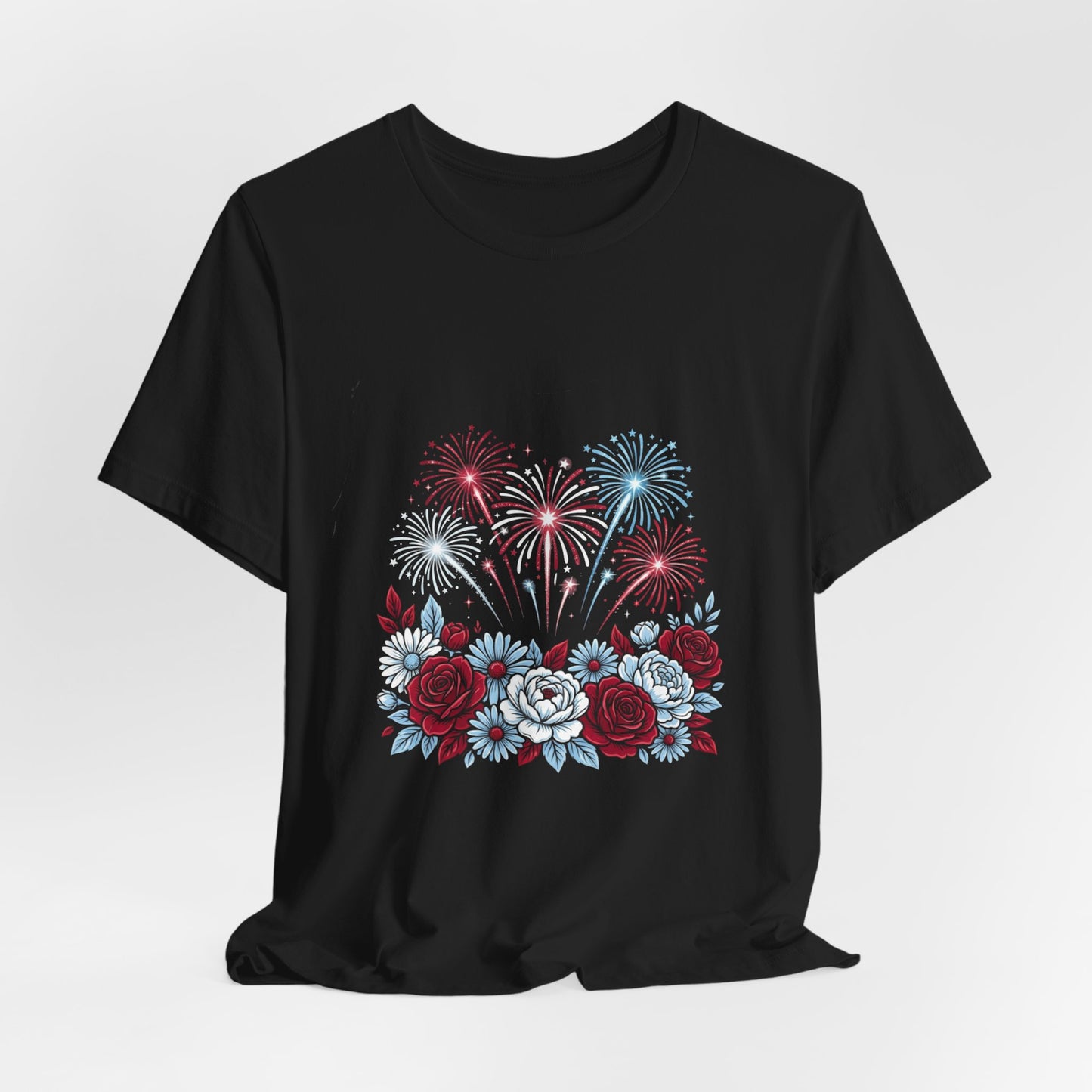 Faith & Freedom Floral Fireworks T-Shirt | Patriotic, Vintage Americana