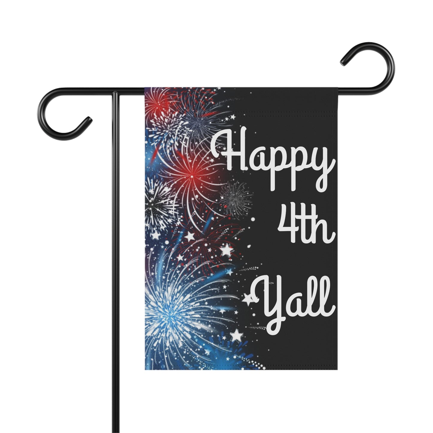 Happy 4th Y'all Garden Flag — Patriotic Fireworks House & Yard Banner