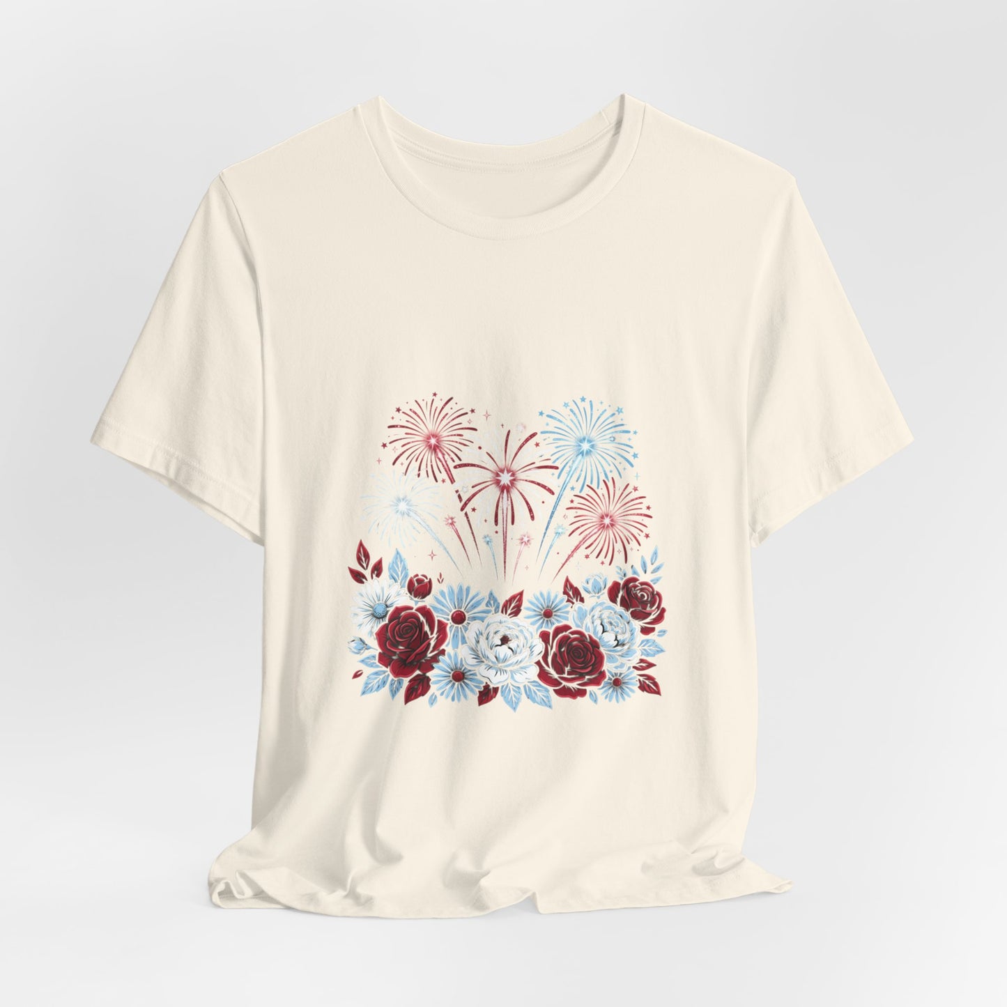 Faith & Freedom Floral Fireworks T-Shirt | Patriotic, Vintage Americana