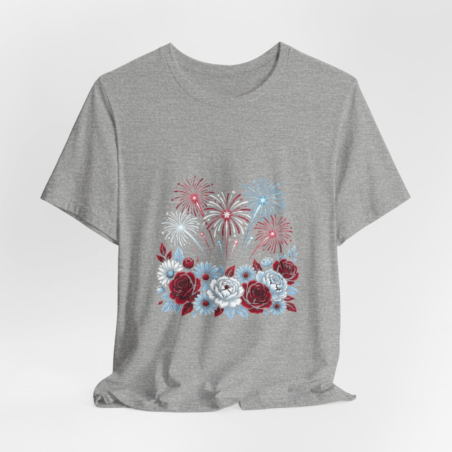 Faith & Freedom Floral Fireworks T-Shirt | Patriotic, Vintage Americana