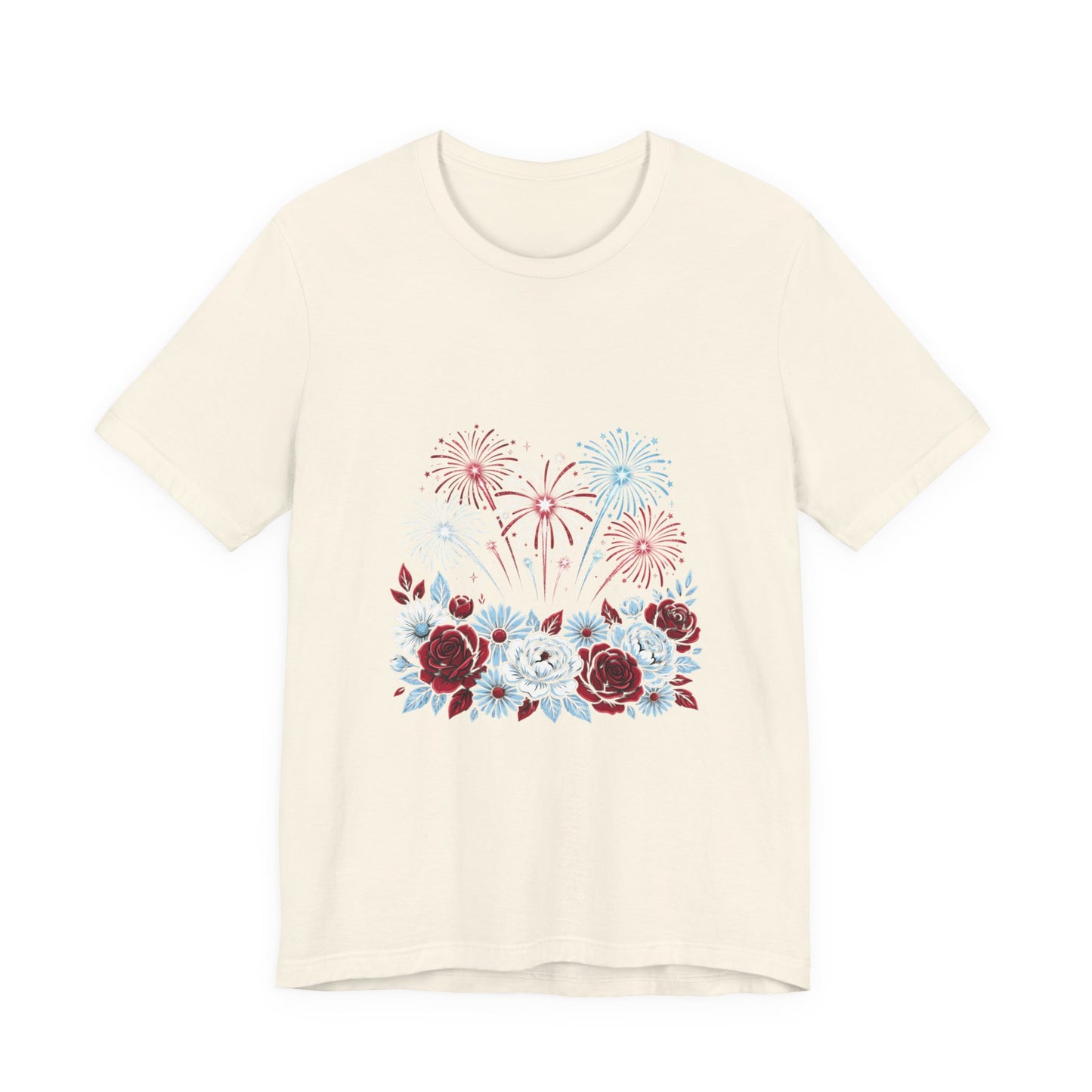 Faith & Freedom Floral Fireworks T-Shirt | Patriotic, Vintage Americana