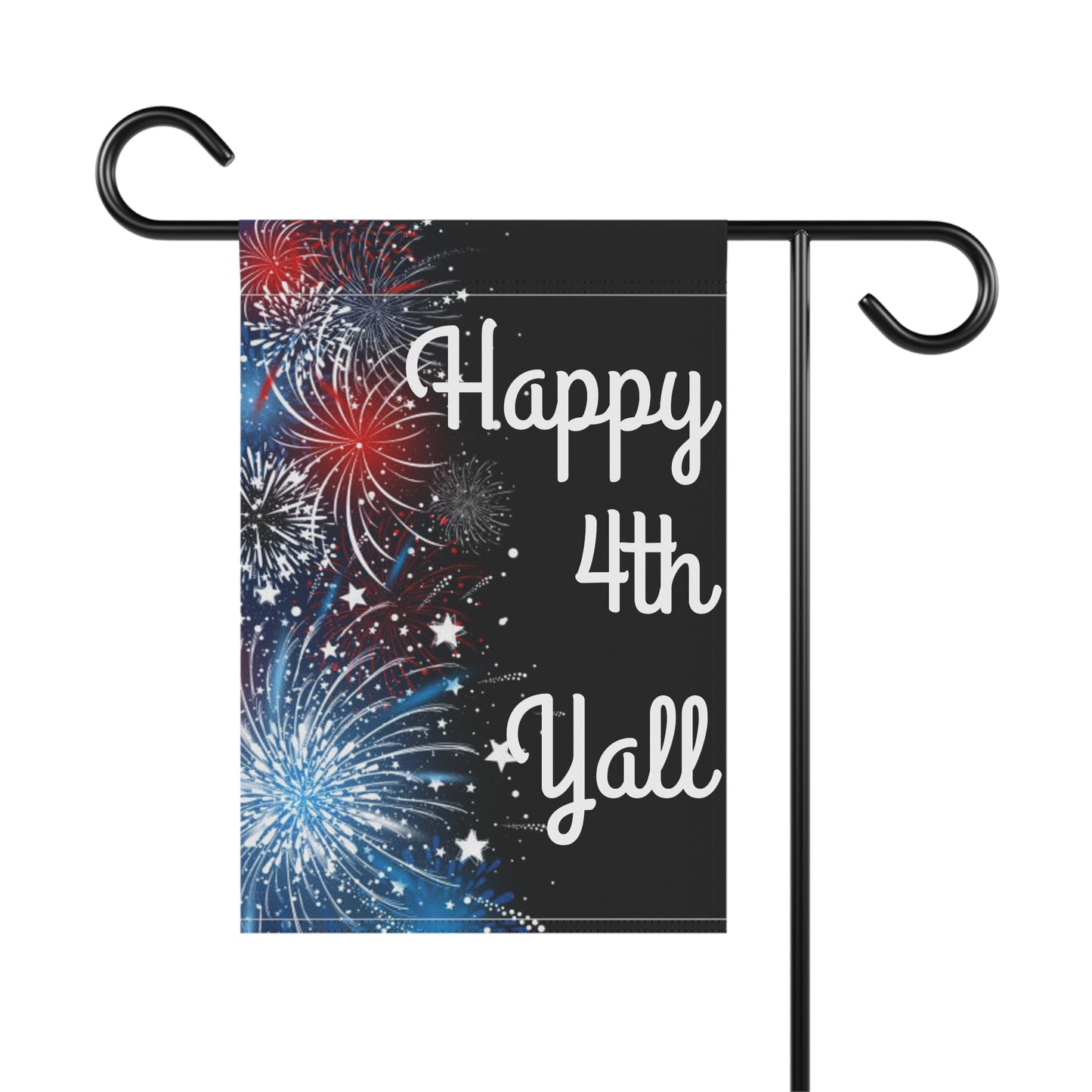 Happy 4th Y'all Garden Flag — Patriotic Fireworks House & Yard Banner