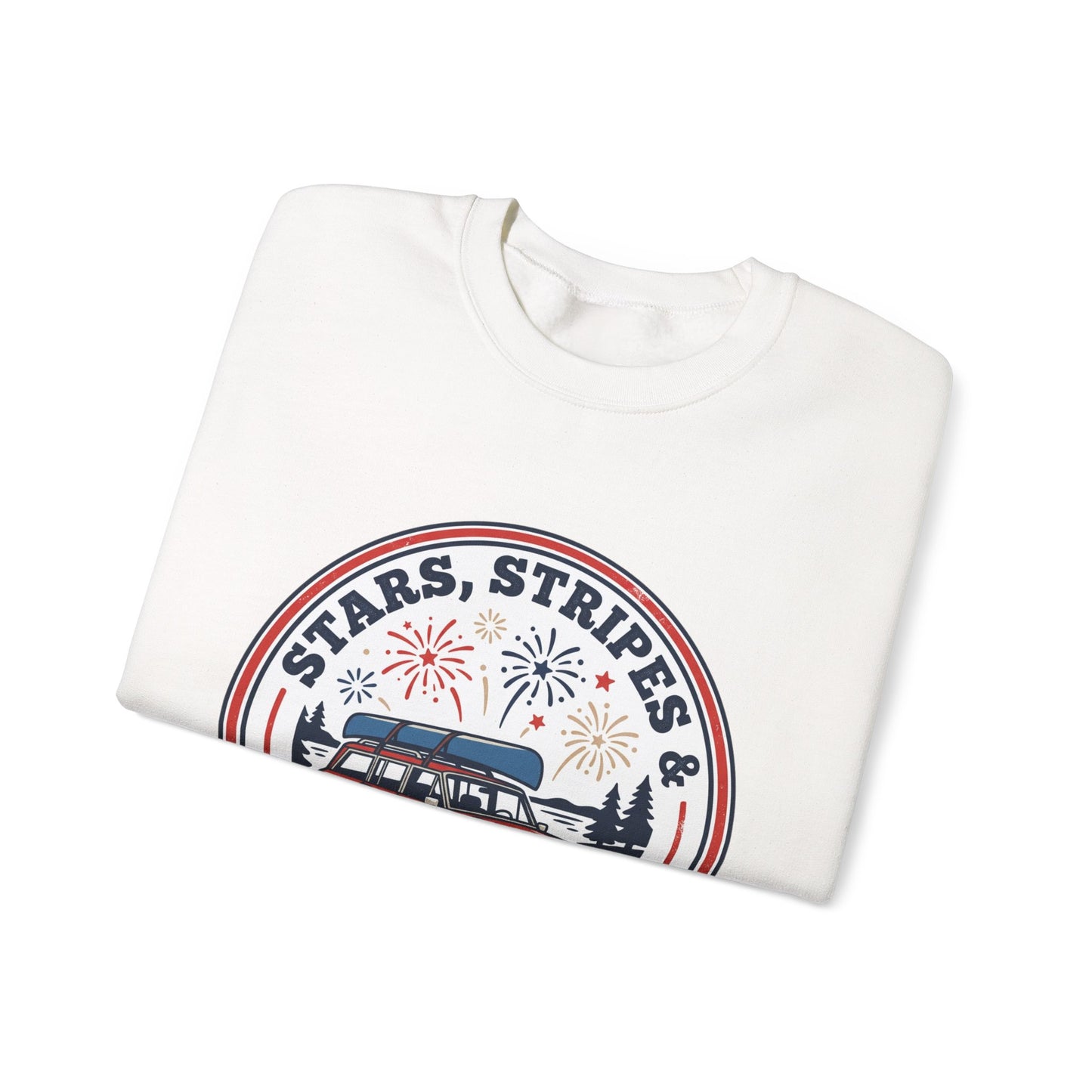 Firework Nights Crewneck Sweatshirt | vintage USA, red white blue Americana