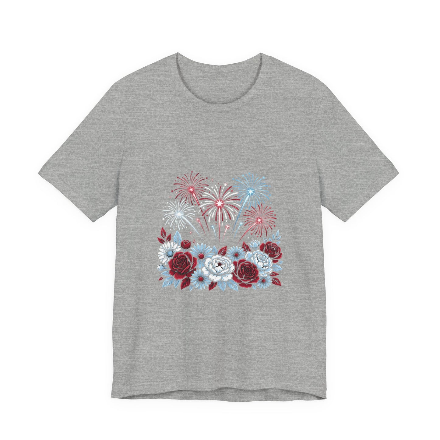 Faith & Freedom Floral Fireworks T-Shirt | Patriotic, Vintage Americana