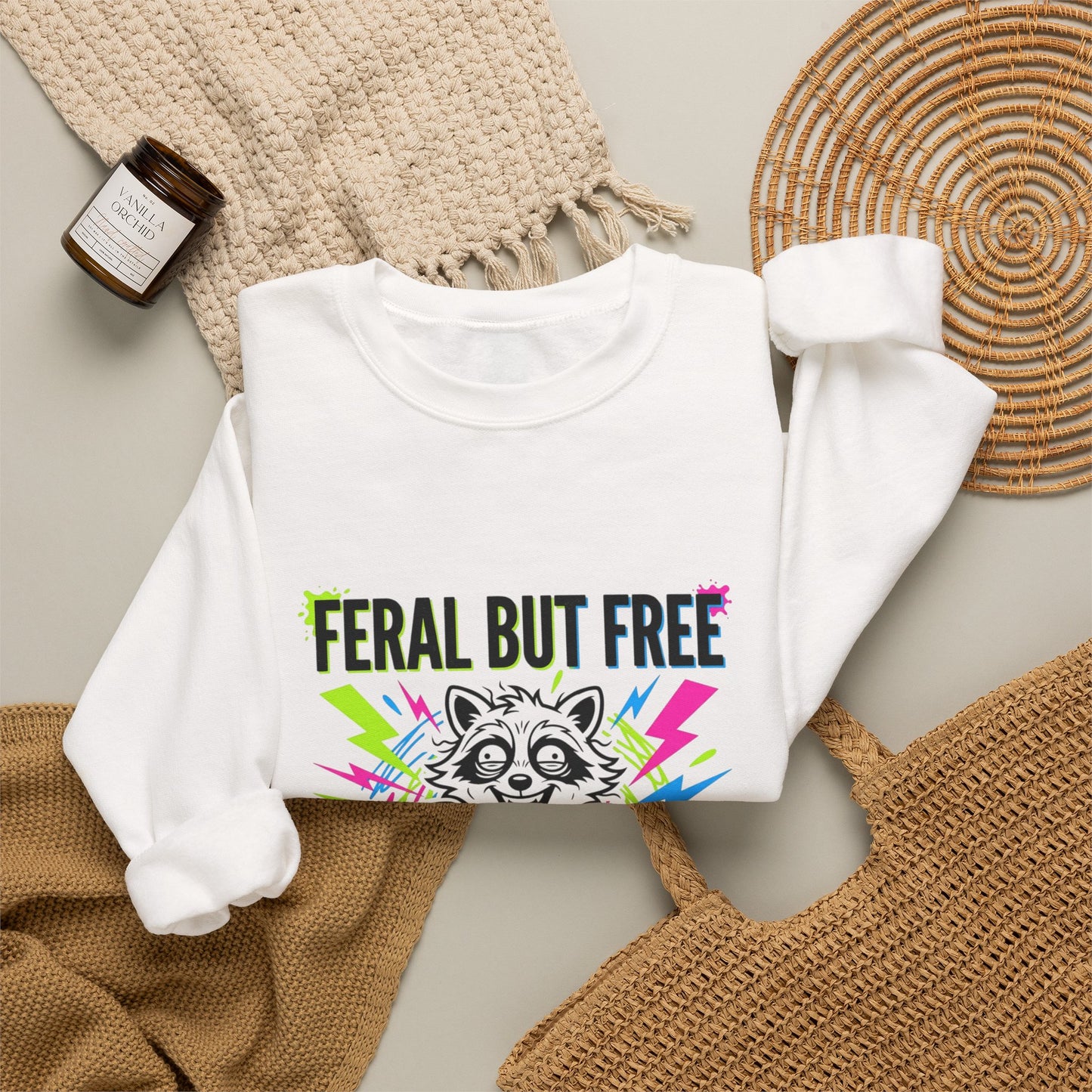 Feral But Free Crewneck Sweatshirt | chaotic, millennial burnout