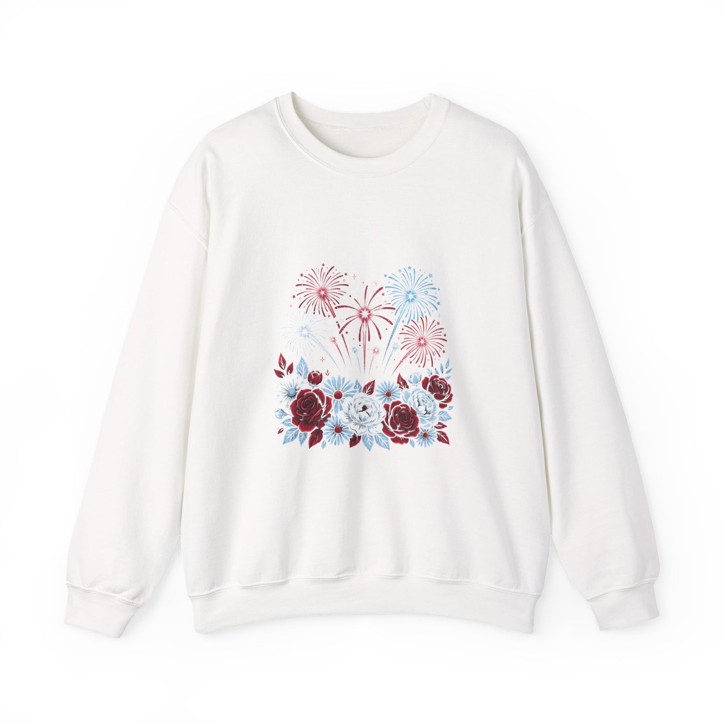 Faith & Freedom Floral Fireworks Sweatshirt | Patriotic vintage Americana