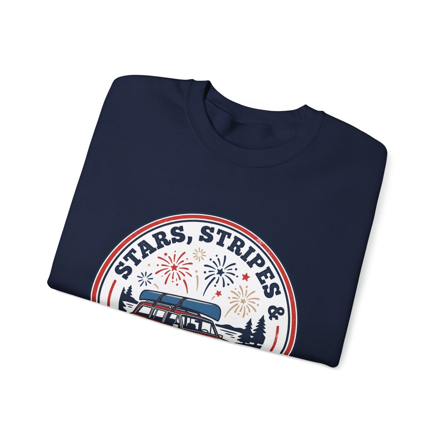 Firework Nights Crewneck Sweatshirt | vintage USA, red white blue Americana