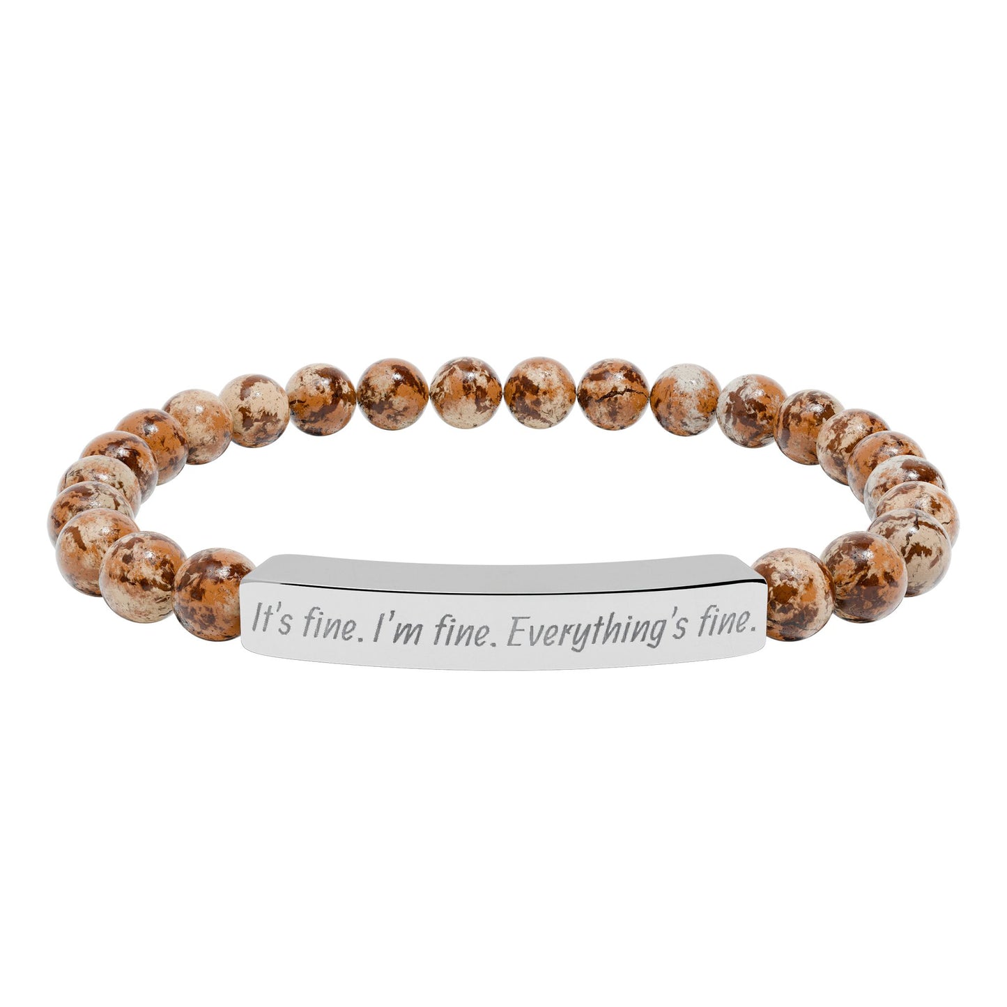 Natural Stone Stretch Bar Bracelet (Engraving)