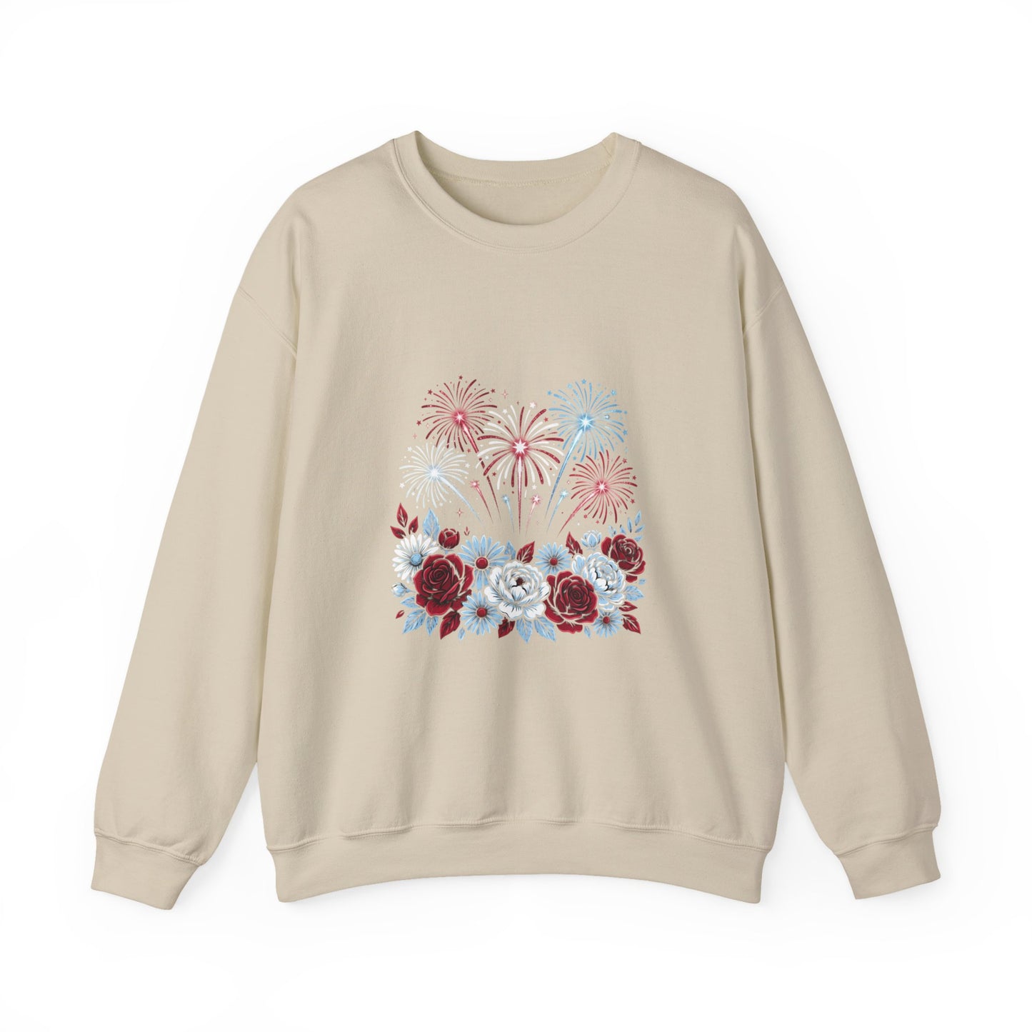 Faith & Freedom Floral Fireworks Sweatshirt | Patriotic vintage Americana