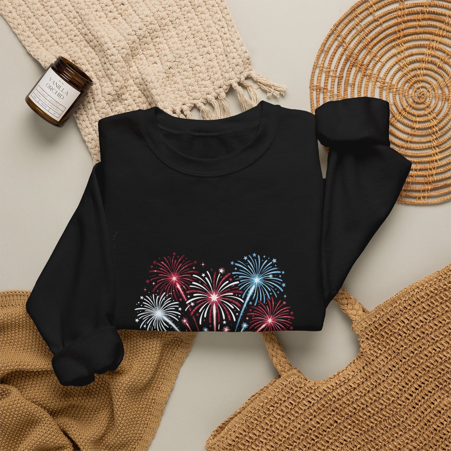 Faith & Freedom Floral Fireworks Sweatshirt | Patriotic vintage Americana