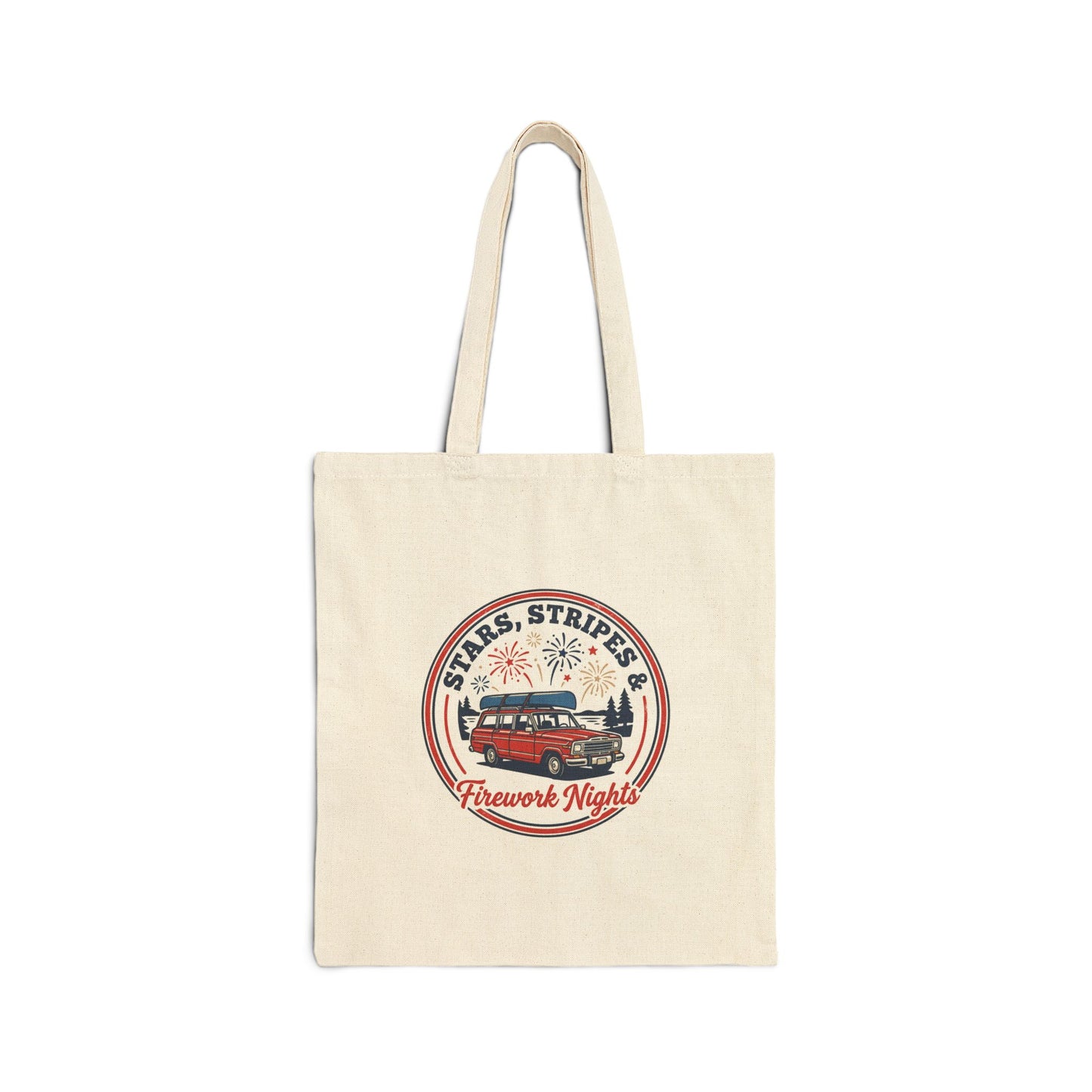 Stars Stripes & Fireworks Canvas Tote | vintage USA, Americana